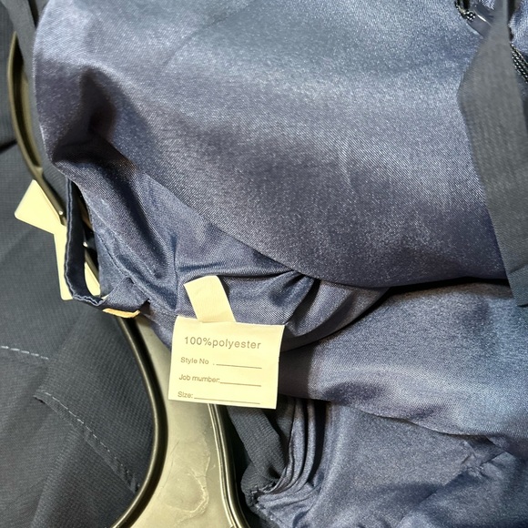 NWT Asymmetrical Chiffon Jr Bridesmaid Navy Dress Halter Spaghetti Straps Size 8 - Picture 13 of 16